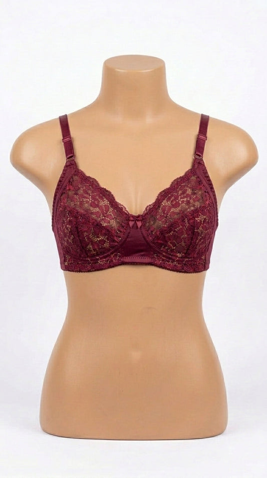 Women’s Lace Bra – Elegant Full Coverage Floral Lace Bra | Adjustable Straps