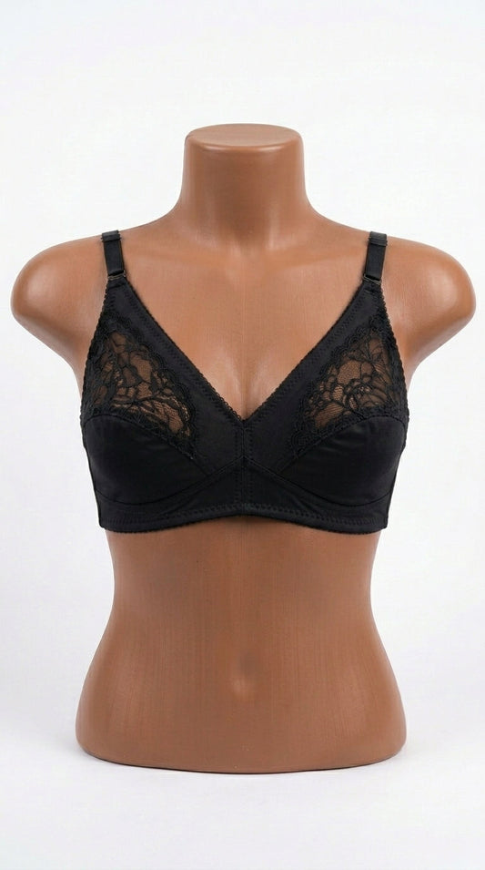Women’s Lace & Jersey Bra – Elegant Floral Lace Design | Comfortable Support Bra