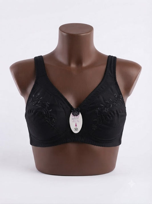 Pixy Premium Embroidered Cotton Everyday Comfort Support Bra with Delicate Bow Detail (Available in Multiple Colors)