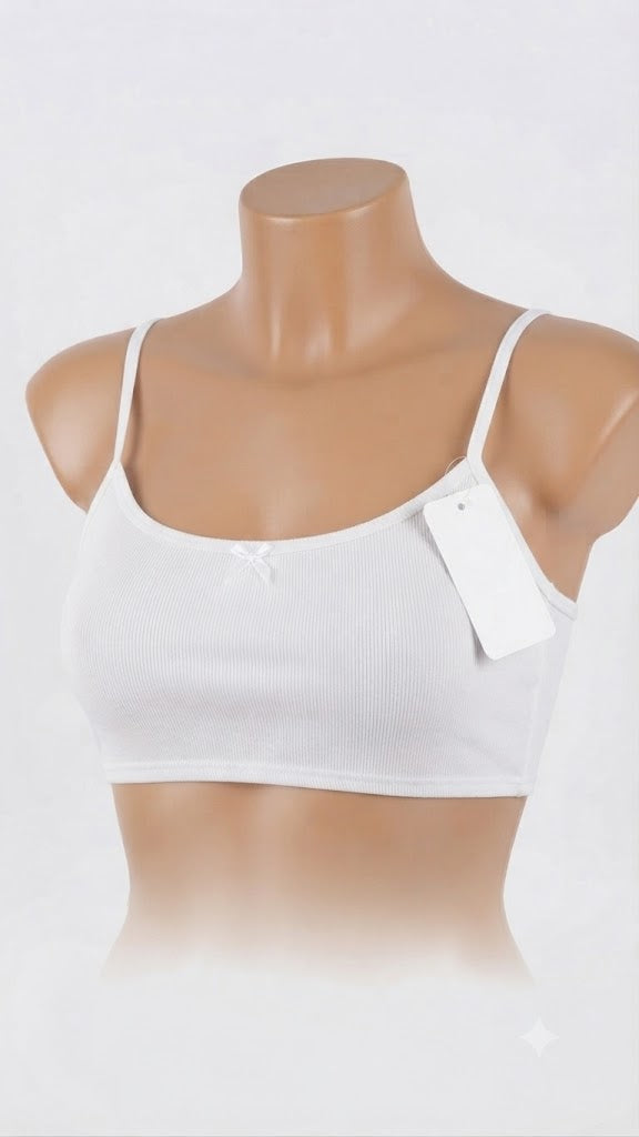 Classic Teen Bralette – Ribbed Comfort Everyday Wear with Cute Bow Detail