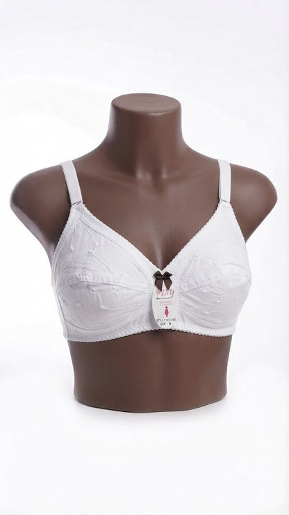 Premium Embroidered Cotton Jersey Bra – Soft, Breathable & Perfect Support for Everyday Wear