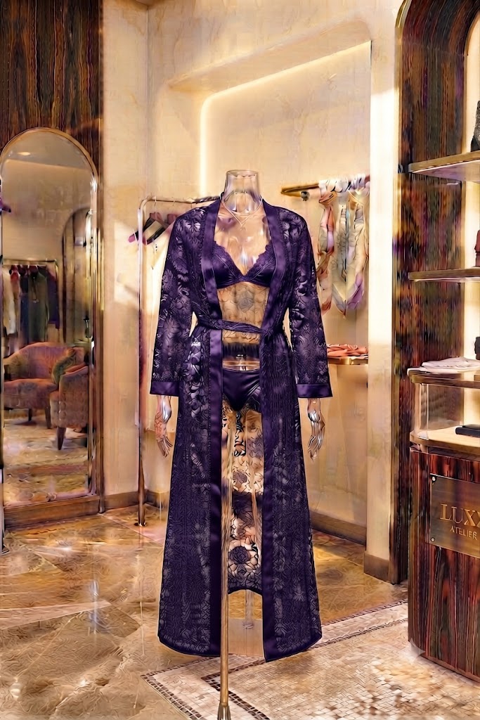 Luxury 3-Piece Floral Net Lingerie Long Gown with Bra & Panty Set - Elegant Collection