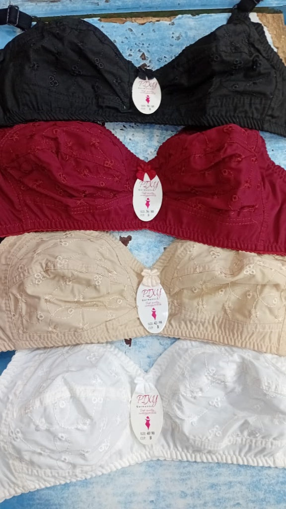 Premium Embroidered Cotton Jersey Bra – Soft, Breathable & Perfect Support for Everyday Wear