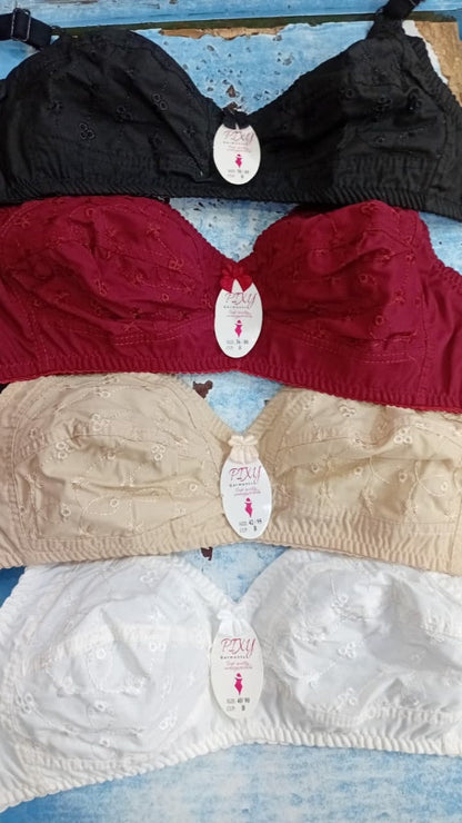 Premium Embroidered Cotton Jersey Bra – Soft, Breathable & Perfect Support for Everyday Wear