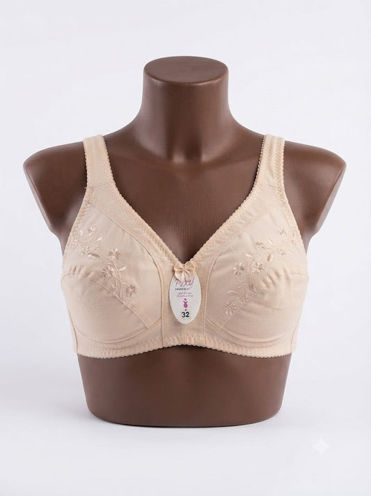 Pixy Premium Embroidered Cotton Everyday Comfort Support Bra with Delicate Bow Detail (Available in Multiple Colors)