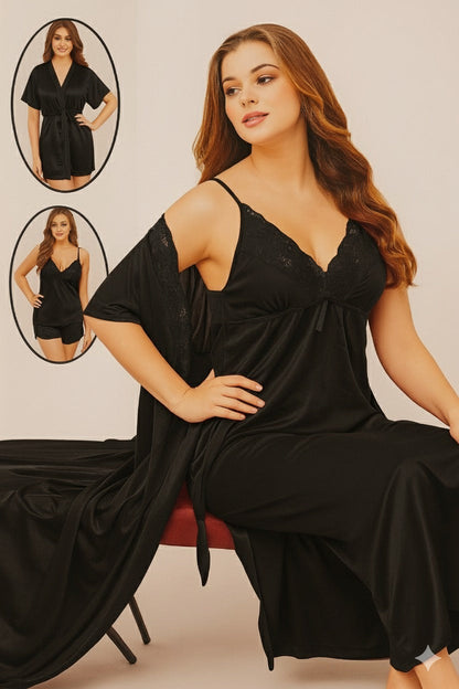 Luxury 4-Piece Satin Nightwear Collection – Premium Bridal/Sleepwear Set