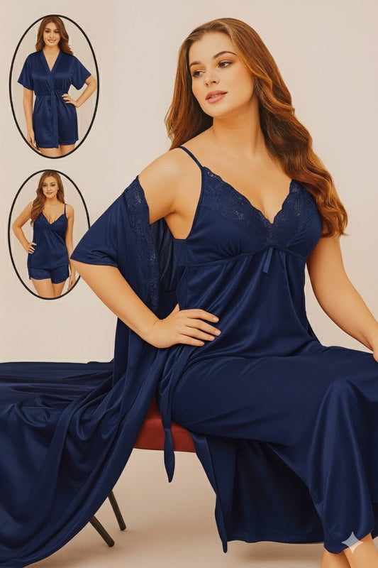 Luxury 4-Piece Satin Nightwear Collection – Premium Bridal/Sleepwear Set