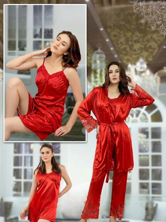5-Piece Bridal Nighty Set for Women | Luxury Silk Jersey  Nightwear Set