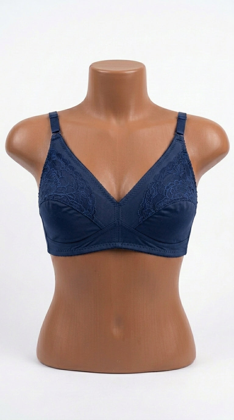 Women’s Lace & Jersey Bra – Elegant Floral Lace Design | Comfortable Support Bra