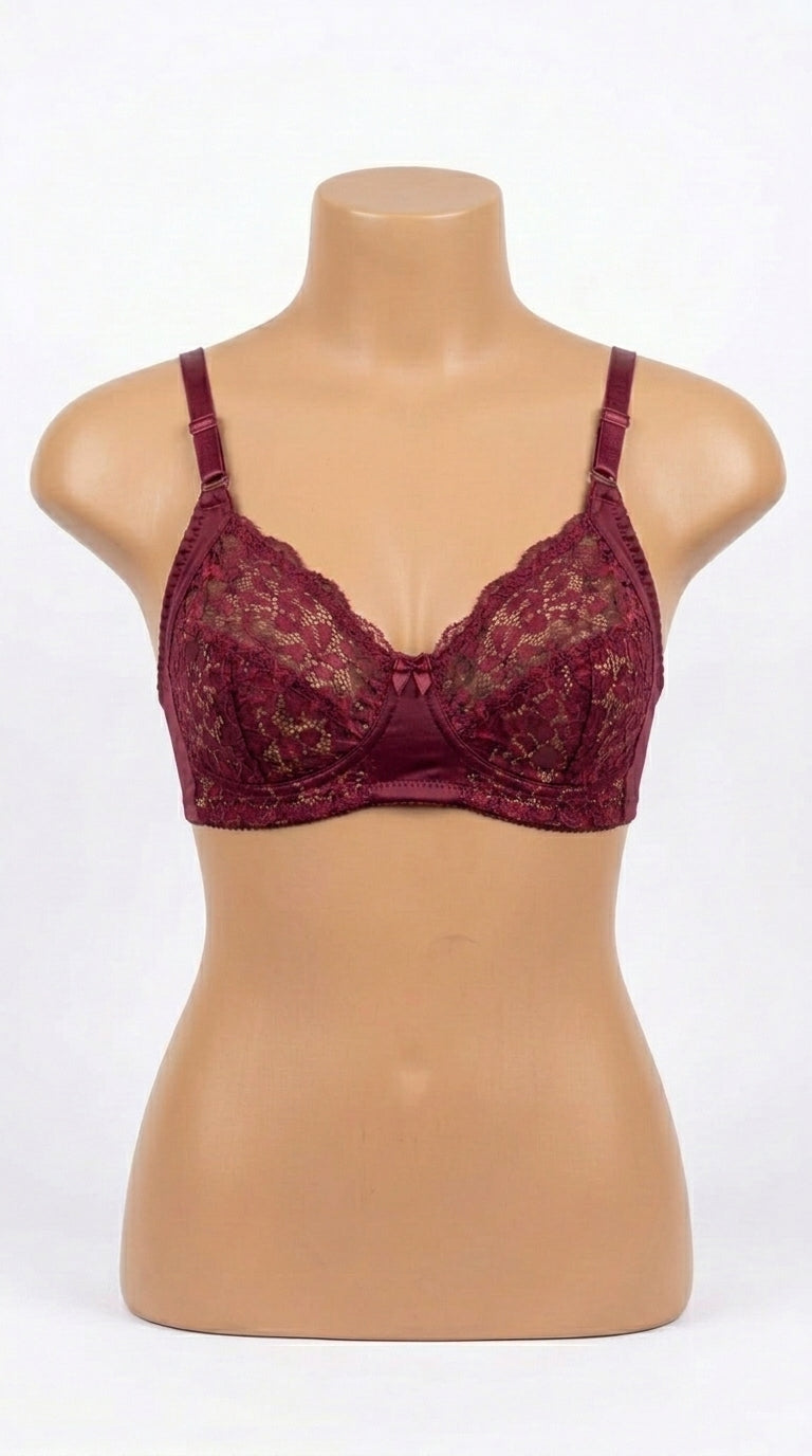 Women’s Lace Bra – Elegant Full Coverage Floral Lace Bra | Adjustable Straps