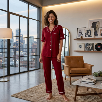 Comfort Fit Women's Loungewear Set | Half Sleeve Pajama & Button-Front Shirt Nightsuit – Available in Multiple Colors