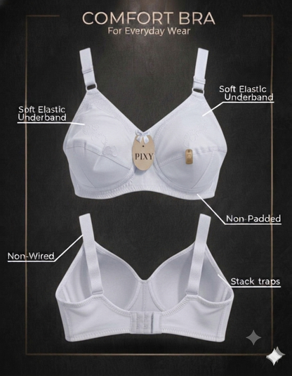 PIXY Comfort Bra – Premium Pure Cotton Non-Wired & Non-Padded Everyday Wear