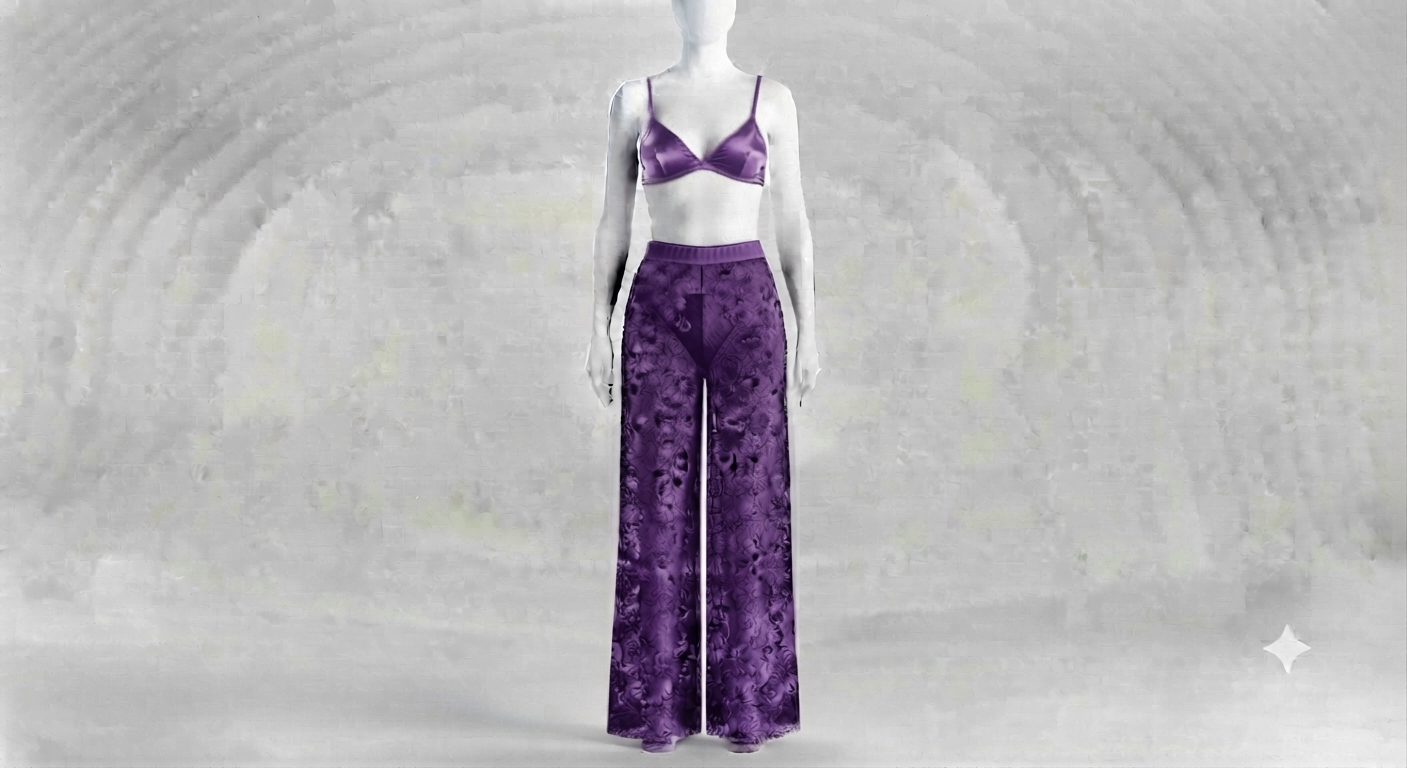 PIXY Delicate Lace Elegance: 3-Piece Net Trouser, Bra & Panty Set
