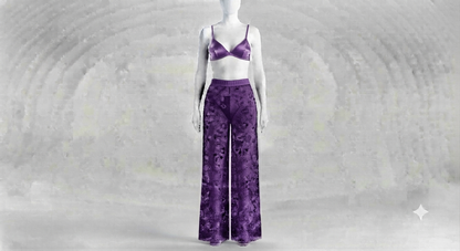 PIXY Delicate Lace Elegance: 3-Piece Net Trouser, Bra & Panty Set