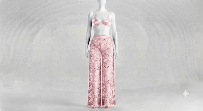 PIXY Delicate Lace Elegance: 3-Piece Net Trouser, Bra & Panty Set