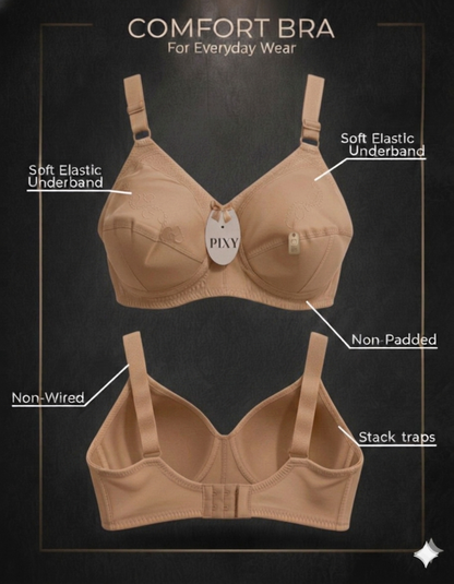 PIXY Comfort Bra – Premium Pure Cotton Non-Wired & Non-Padded Everyday Wear