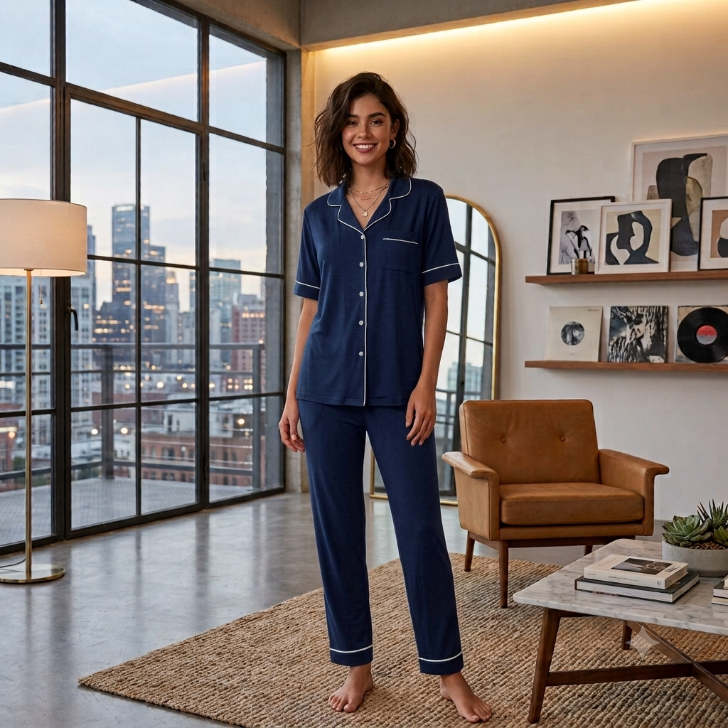 Comfort Fit Women's Loungewear Set | Half Sleeve Pajama & Button-Front Shirt Nightsuit – Available in Multiple Colors