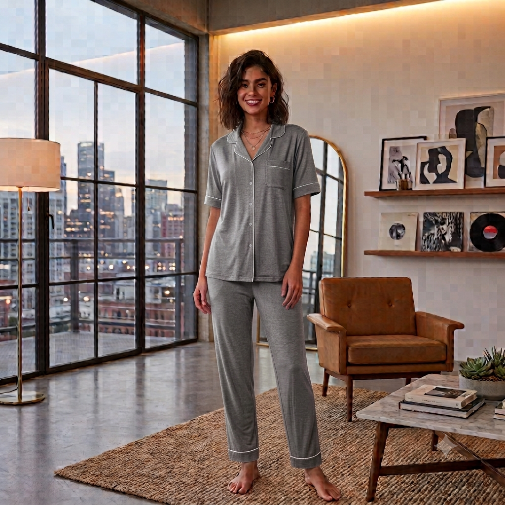 Comfort Fit Women's Loungewear Set | Half Sleeve Pajama & Button-Front Shirt Nightsuit – Available in Multiple Colors