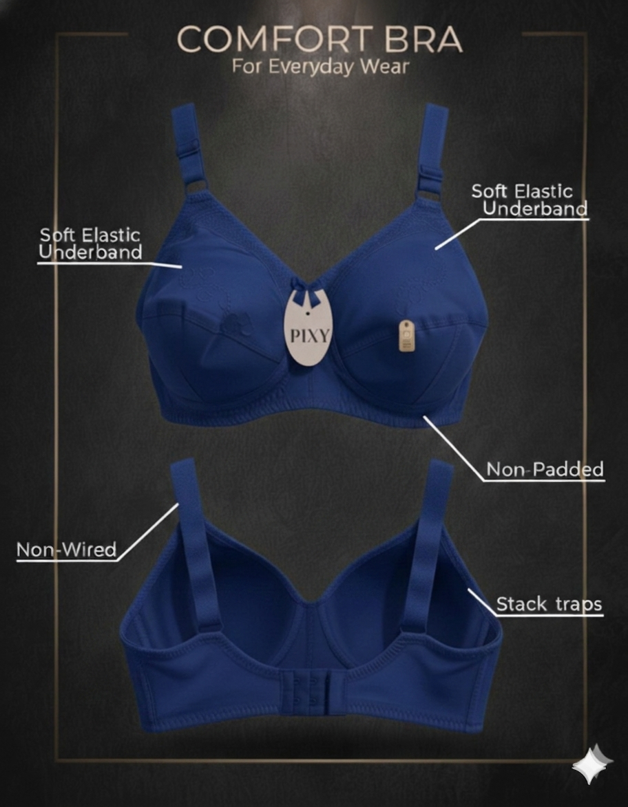 PIXY Comfort Bra – Premium Pure Cotton Non-Wired & Non-Padded Everyday Wear