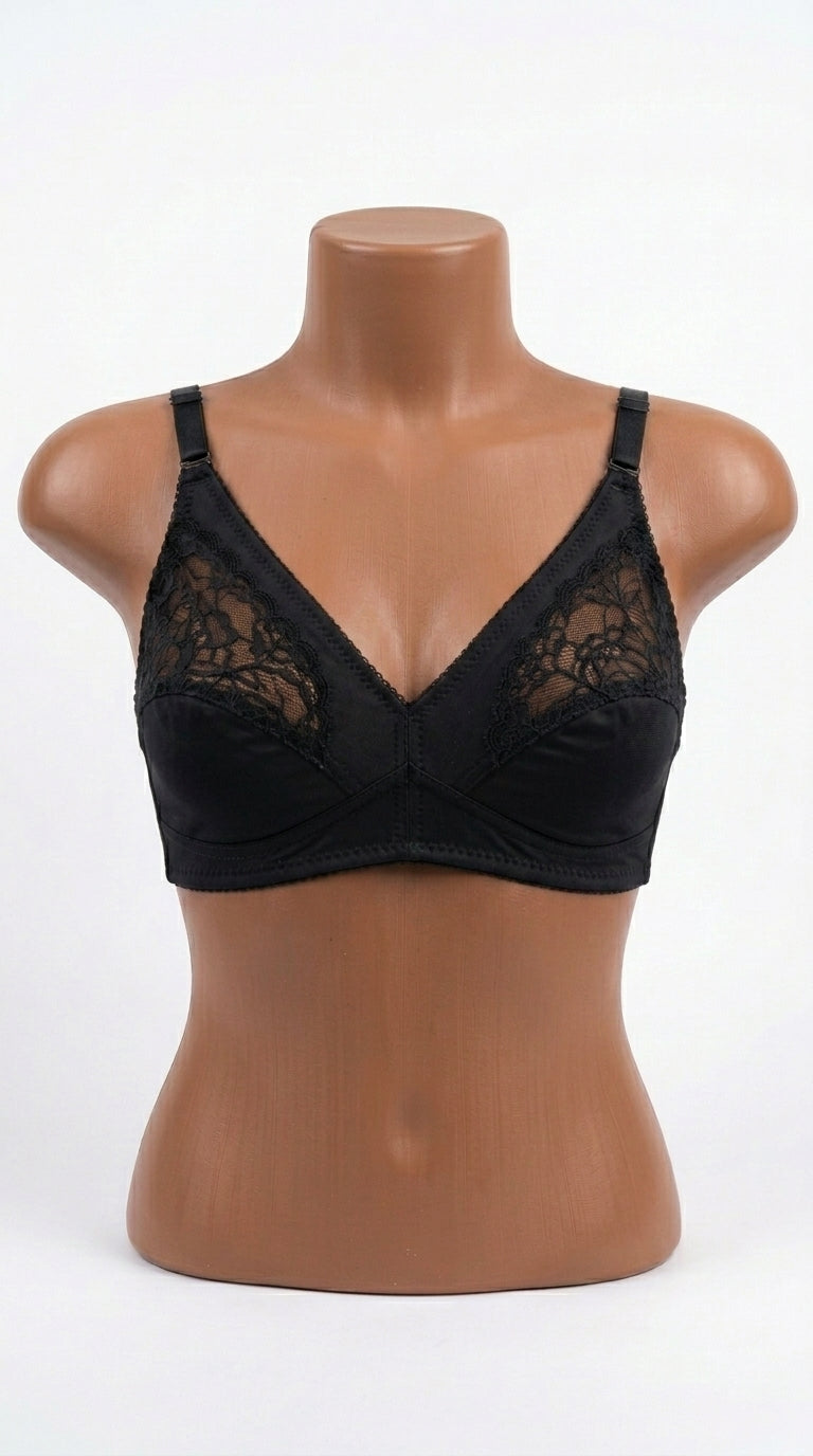 Women’s Lace & Jersey Bra – Elegant Floral Lace Design | Comfortable Support Bra