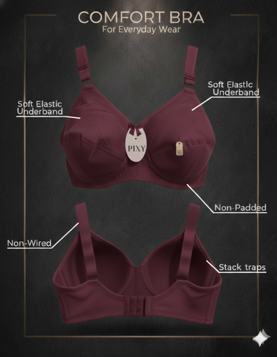 PIXY Comfort Bra – Premium Pure Cotton Non-Wired & Non-Padded Everyday Wear