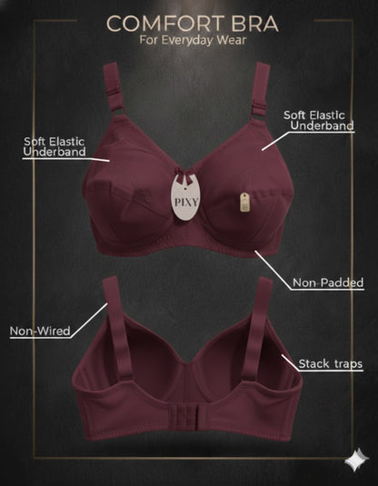 PIXY Comfort Bra – Premium Pure Cotton Non-Wired & Non-Padded Everyday Wear