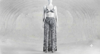 PIXY Delicate Lace Elegance: 3-Piece Net Trouser, Bra & Panty Set