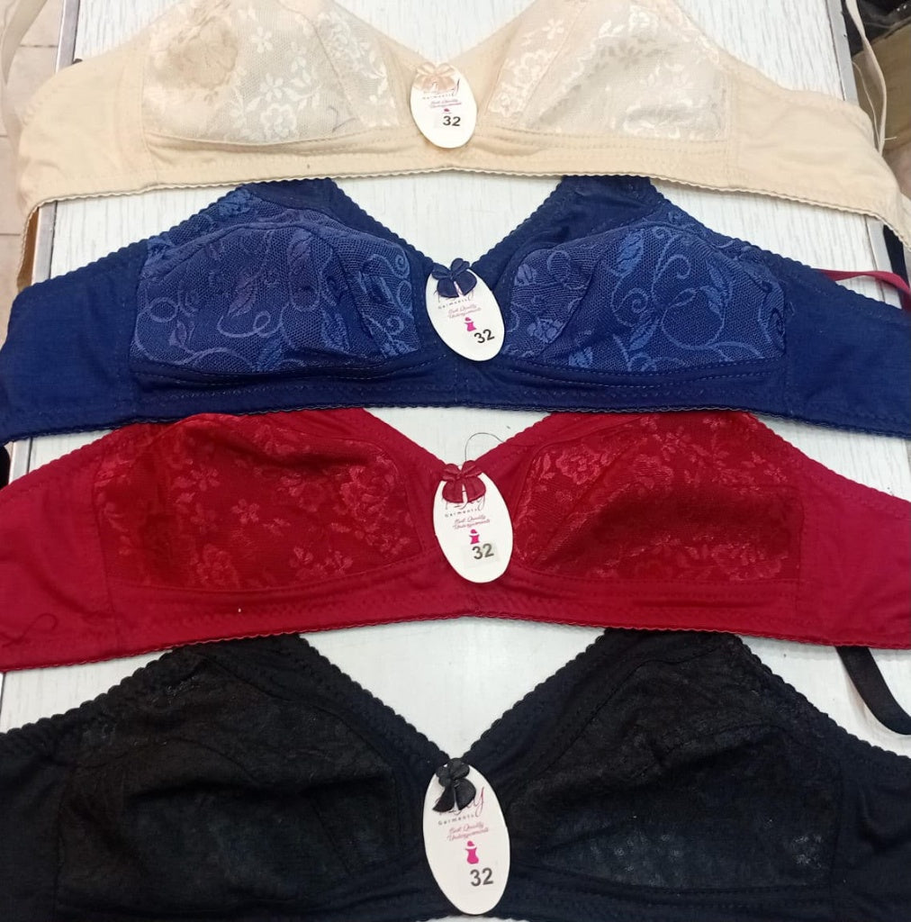 Premium Lace Everyday Bra – Elegant Support for Daily Wear, 4-Color Collection