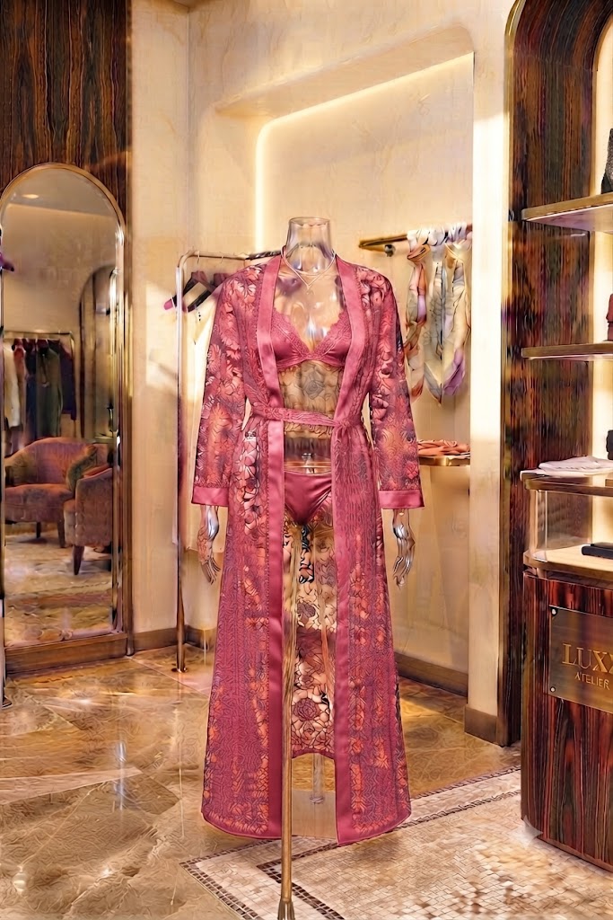 Luxury 3-Piece Floral Net Lingerie Long Gown with Bra & Panty Set - Elegant Collection