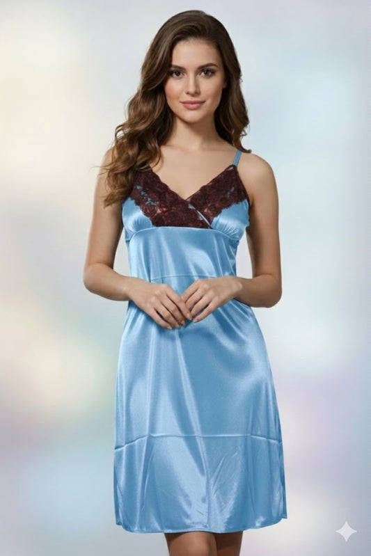 Premium Imported Silk Nighty Set - Luxury Soft Satin Sleepwear for Women (4 Colors Available)